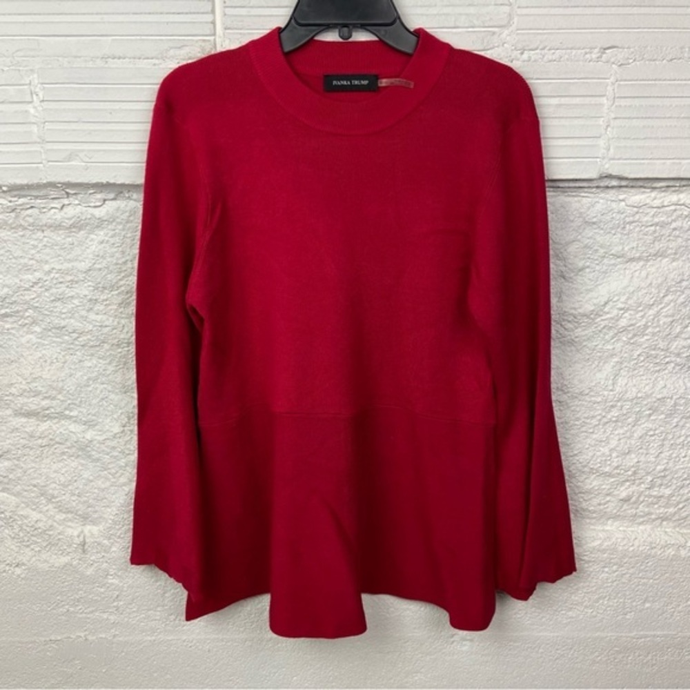 Ivanka Trump Women's burgundy Red flare Sleeve knit sweater size XL